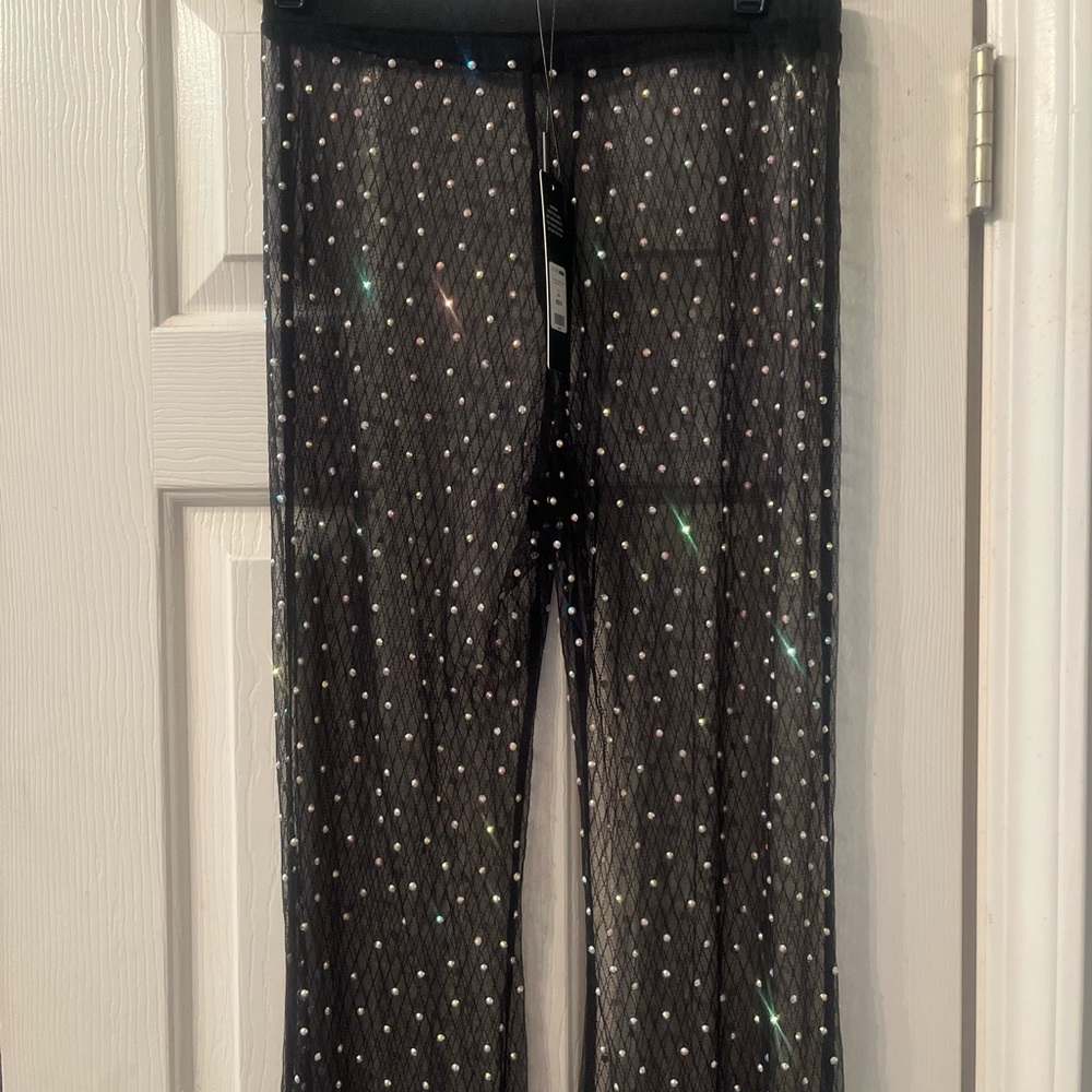 Mesh Pants with Rhinestone - Picture 3 of 3